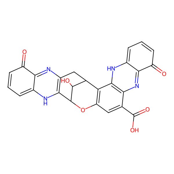 2D Structure of (1S,17S,29R)-29-hydroxy-9,24-dioxo-16-oxa-4,11,19,26-tetrazaheptacyclo[15.11.1.02,15.03,12.05,10.018,27.020,25]nonacosa-2(15),3(12),5,7,10,13,18(27),20,22,25-decaene-13-carboxylic acid