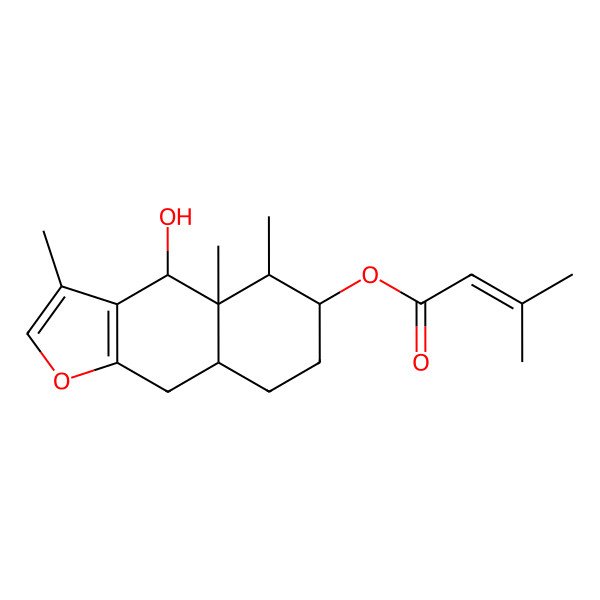2D Structure of [(4S,4aS,5R,6S,8aR)-4-hydroxy-3,4a,5-trimethyl-5,6,7,8,8a,9-hexahydro-4H-benzo[f][1]benzofuran-6-yl] 3-methylbut-2-enoate