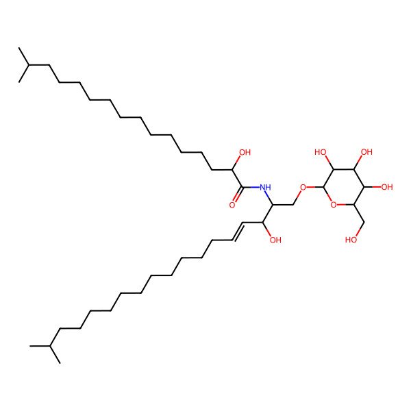 2D Structure of (2R)-2-hydroxy-N-[(E,2S,3R)-3-hydroxy-17-methyl-1-[(2S,3S,4R,5S,6S)-3,4,5-trihydroxy-6-(hydroxymethyl)oxan-2-yl]oxyoctadec-4-en-2-yl]-15-methylhexadecanamide