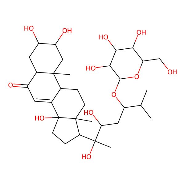 2D Structure of 17-[2,3-dihydroxy-6-methyl-5-[3,4,5-trihydroxy-6-(hydroxymethyl)oxan-2-yl]oxyheptan-2-yl]-2,3,14-trihydroxy-10,13-dimethyl-2,3,4,5,9,11,12,15,16,17-decahydro-1H-cyclopenta[a]phenanthren-6-one
