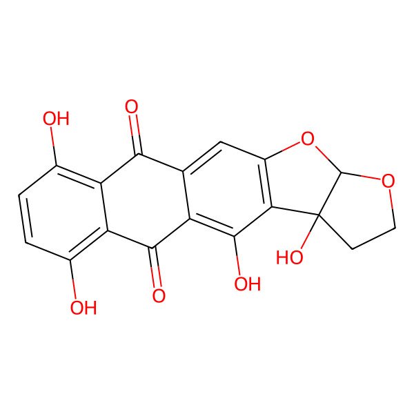 2D Structure of (4R,8R)-2,4,15,18-tetrahydroxy-7,9-dioxapentacyclo[10.8.0.03,10.04,8.014,19]icosa-1,3(10),11,14,16,18-hexaene-13,20-dione