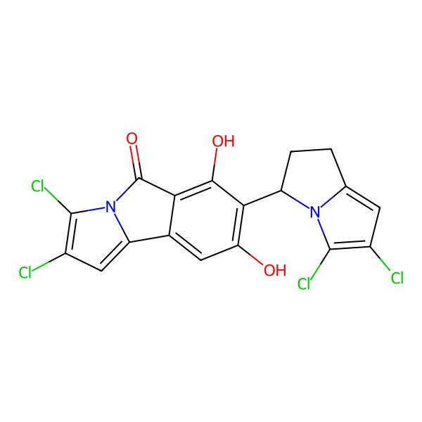 2D Structure of 2,3-dichloro-7-(5,6-dichloro-2,3-dihydro-1H-pyrrolizin-3-yl)-6,8-dihydroxypyrrolo[1,2-b]isoindol-5-one