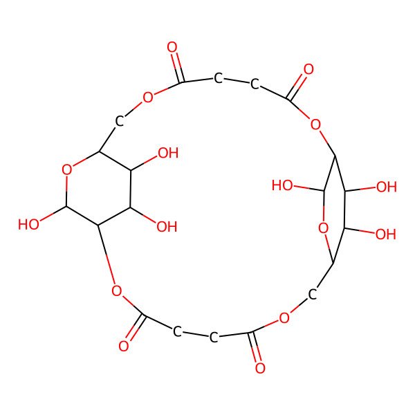2D Structure of (1R,9R,11S,12R,20R,22S,23S,24S,25S,26S)-11,22,23,24,25,26-hexahydroxy-2,7,10,13,18,21-hexaoxatricyclo[18.2.2.29,12]hexacosane-3,6,14,17-tetrone
