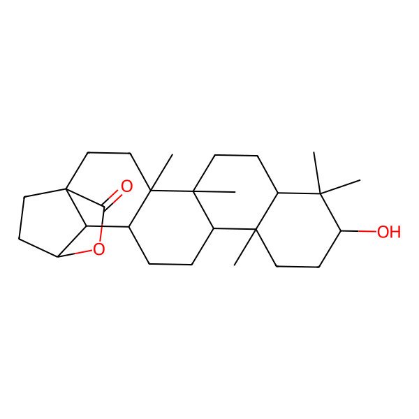 2D Structure of (1R,4R,5R,8R,10S,13R,14R,17R,18R,19S)-10-hydroxy-4,5,9,9,13-pentamethyl-20-oxahexacyclo[17.2.2.01,18.04,17.05,14.08,13]tricosan-21-one