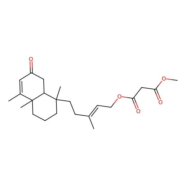 2D Structure of 3-O-[(E)-5-[(1R,4aR,8aR)-1,4a,5-trimethyl-7-oxo-3,4,8,8a-tetrahydro-2H-naphthalen-1-yl]-3-methylpent-2-enyl] 1-O-methyl propanedioate