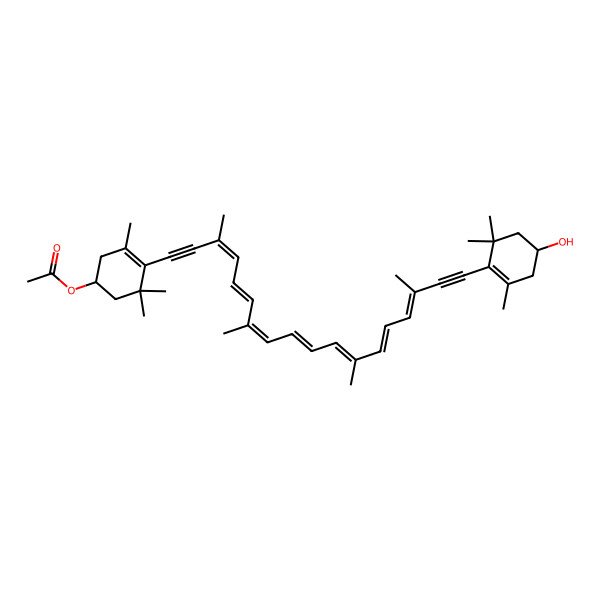 2D Structure of [4-[18-(4-Hydroxy-2,6,6-trimethylcyclohexen-1-yl)-3,7,12,16-tetramethyloctadeca-3,5,7,9,11,13,15-heptaen-1,17-diynyl]-3,5,5-trimethylcyclohex-3-en-1-yl] acetate