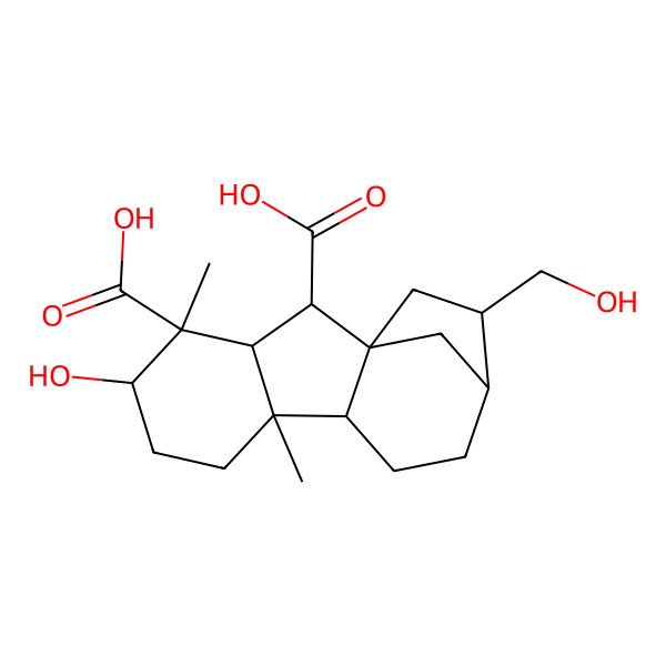 2D Structure of (1R,2S,3S,4S,5S,8S,9S,12R,13R)-5-hydroxy-13-(hydroxymethyl)-4,8-dimethyltetracyclo[10.2.1.01,9.03,8]pentadecane-2,4-dicarboxylic acid