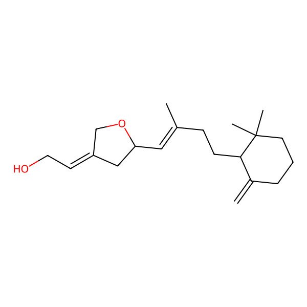 2D Structure of (2Z)-2-[(5R)-5-[(E)-4-[(1R)-2,2-dimethyl-6-methylidenecyclohexyl]-2-methylbut-1-enyl]oxolan-3-ylidene]ethanol