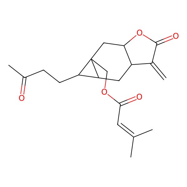2D Structure of [3-Methylidene-2-oxo-5-(3-oxobutyl)-3a,4,4a,5,6,6a-hexahydrocyclopropa[f][1]benzofuran-5a-yl]methyl 3-methylbut-2-enoate