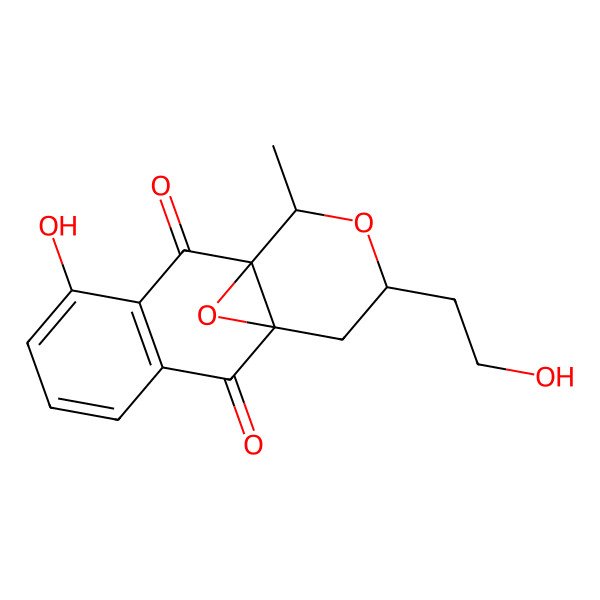 2D Structure of (1R,10S,11S,13S)-7-hydroxy-13-(2-hydroxyethyl)-11-methyl-12,15-dioxatetracyclo[8.4.1.01,10.03,8]pentadeca-3(8),4,6-triene-2,9-dione