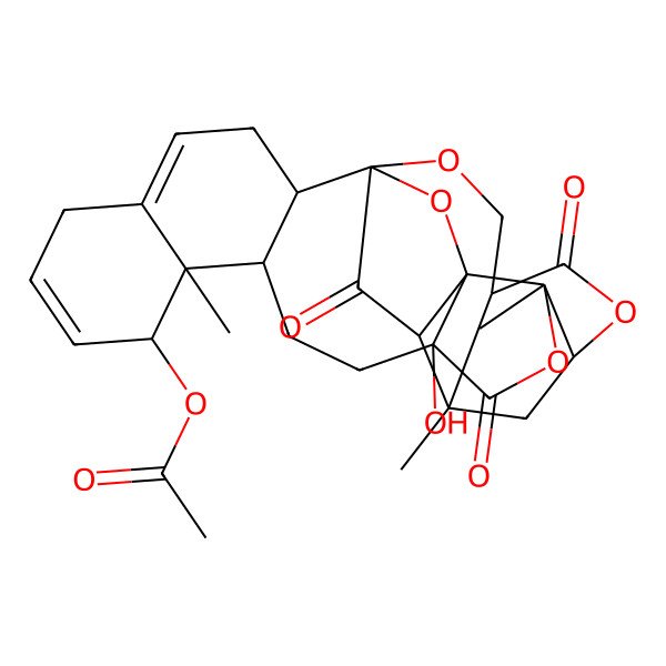 2D Structure of [(1R,2S,5S,8S,9R,10S,17R,18S,21S,24R,26S)-5-hydroxy-2,9,26-trimethyl-4,22,29-trioxo-3,19,23,28-tetraoxaoctacyclo[16.9.1.118,27.01,5.02,24.08,17.09,14.021,26]nonacosa-11,14-dien-10-yl] acetate
