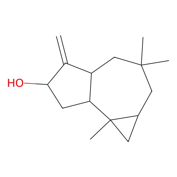 2D Structure of (1aS,4aS,6S,7aR,7bR)-3,3,7b-trimethyl-5-methylidene-1,1a,2,4,4a,6,7,7a-octahydrocyclopropa[e]azulen-6-ol