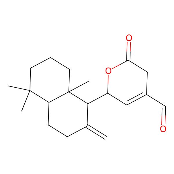 2D Structure of (2S)-2-[(1S,4aS,8aS)-5,5,8a-trimethyl-2-methylidene-3,4,4a,6,7,8-hexahydro-1H-naphthalen-1-yl]-6-oxo-2,5-dihydropyran-4-carbaldehyde