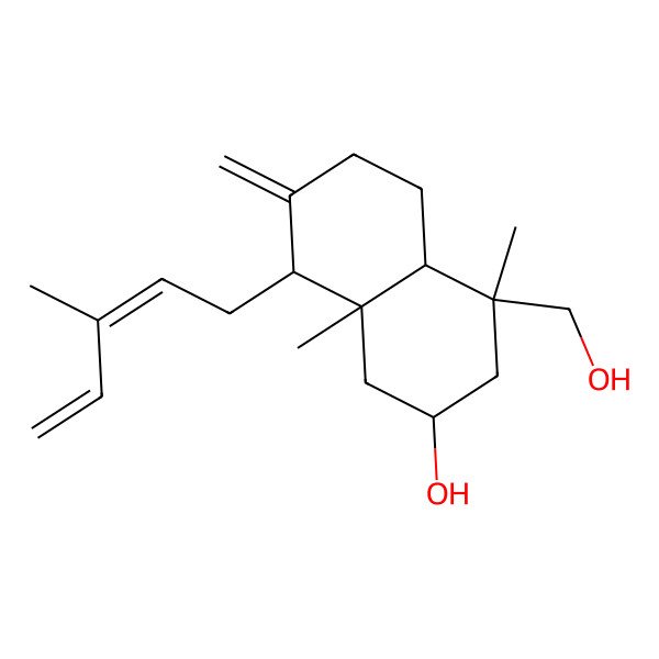 2D Structure of 4-(hydroxymethyl)-4,8a-dimethyl-7-methylidene-8-(3-methylpenta-2,4-dienyl)-2,3,4a,5,6,8-hexahydro-1H-naphthalen-2-ol