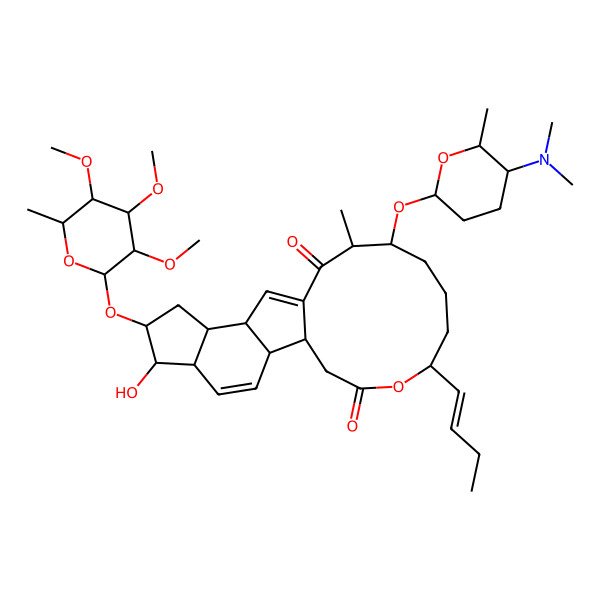 2D Structure of 19-But-1-enyl-15-[5-(dimethylamino)-6-methyloxan-2-yl]oxy-6-hydroxy-14-methyl-7-(3,4,5-trimethoxy-6-methyloxan-2-yl)oxy-20-oxatetracyclo[10.10.0.02,10.05,9]docosa-3,11-diene-13,21-dione