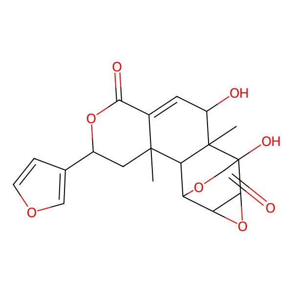 2D Structure of (1S,2S,3S,5R,10S,11S,12S,13S,15S)-5-(furan-3-yl)-10,12-dihydroxy-3,11-dimethyl-6,14,16-trioxapentacyclo[10.3.2.02,11.03,8.013,15]heptadec-8-ene-7,17-dione
