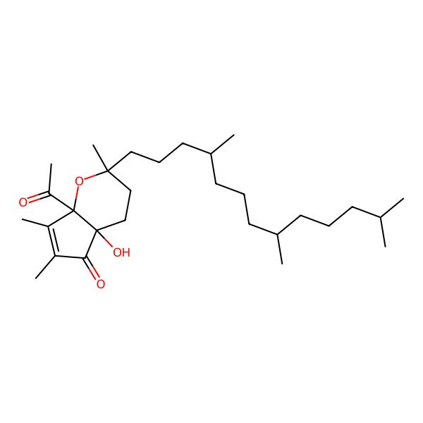 2D Structure of 7a-Acetyl-4a-hydroxy-2,6,7-trimethyl-2-(4,8,12-trimethyltridecyl)-3,4-dihydrocyclopenta[b]pyran-5-one