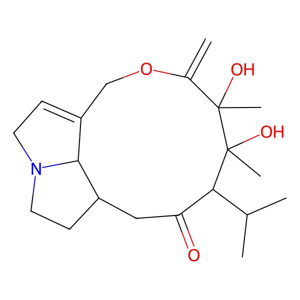 2D Structure of 5,6-Dihydroxy-5,6-dimethyl-4-methylidene-7-propan-2-yl-3-oxa-13-azatricyclo[8.5.1.013,16]hexadec-1(15)-en-8-one