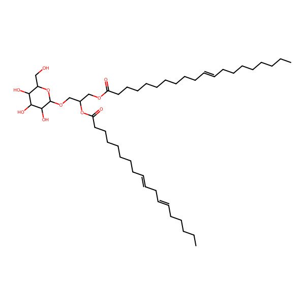 2D Structure of [(2S)-2-[(9Z,12Z)-octadeca-9,12-dienoyl]oxy-3-[(2R,3R,4S,5R,6R)-3,4,5-trihydroxy-6-(hydroxymethyl)oxan-2-yl]oxypropyl] (E)-icos-11-enoate