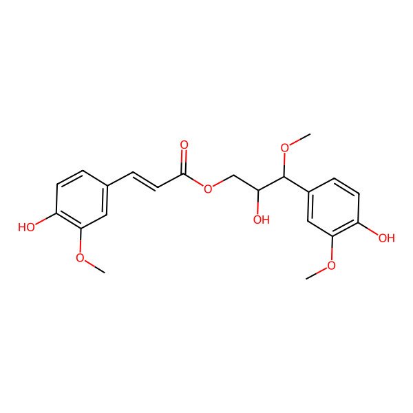 2D Structure of [(2R,3S)-2-hydroxy-3-(4-hydroxy-3-methoxyphenyl)-3-methoxypropyl] (E)-3-(4-hydroxy-3-methoxyphenyl)prop-2-enoate