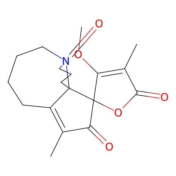 2D Structure of (1S,13R)-4'-methoxy-3',11-dimethylspiro[5-azatricyclo[8.3.0.01,5]tridec-10-ene-13,5'-furan]-2',4,12-trione
