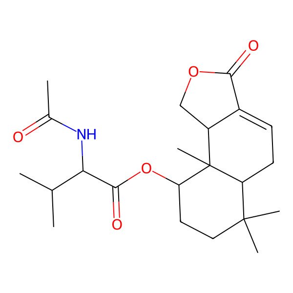 2D Structure of NCGC00380319-01_C22H33NO5_6,6,9a-Trimethyl-3-oxo-1,3,5,5a,6,7,8,9,9a,9b-decahydronaphtho[1,2-c]furan-9-yl N-acetylvalinate