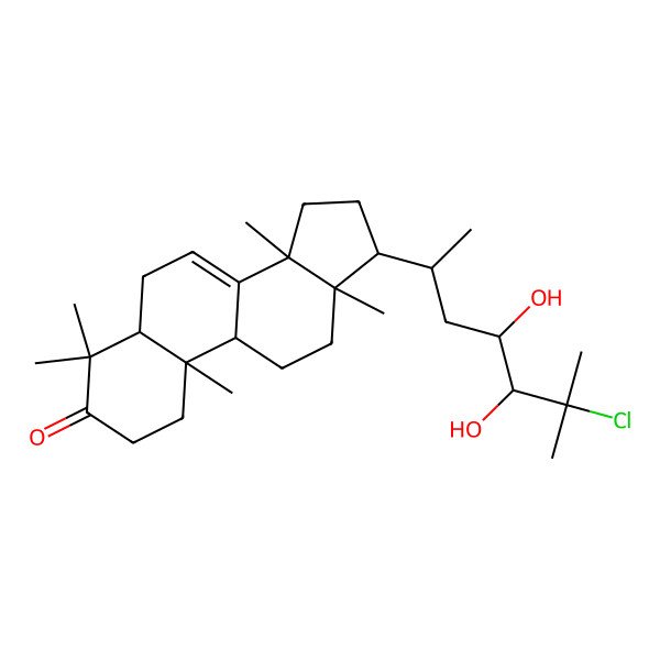 2D Structure of 17-(6-Chloro-4,5-dihydroxy-6-methylheptan-2-yl)-4,4,10,13,14-pentamethyl-1,2,5,6,9,11,12,15,16,17-decahydrocyclopenta[a]phenanthren-3-one
