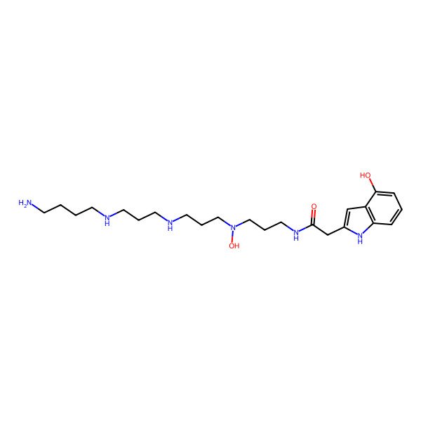 2D Structure of N-[3-[3-[3-(4-aminobutylamino)propylamino]propyl-hydroxyamino]propyl]-2-(4-hydroxy-1H-indol-2-yl)acetamide