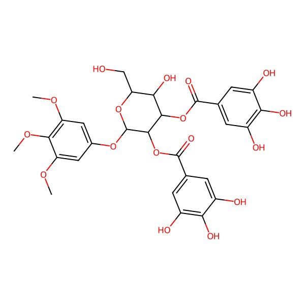 2D Structure of [3-Hydroxy-2-(hydroxymethyl)-5-(3,4,5-trihydroxybenzoyl)oxy-6-(3,4,5-trimethoxyphenoxy)oxan-4-yl] 3,4,5-trihydroxybenzoate