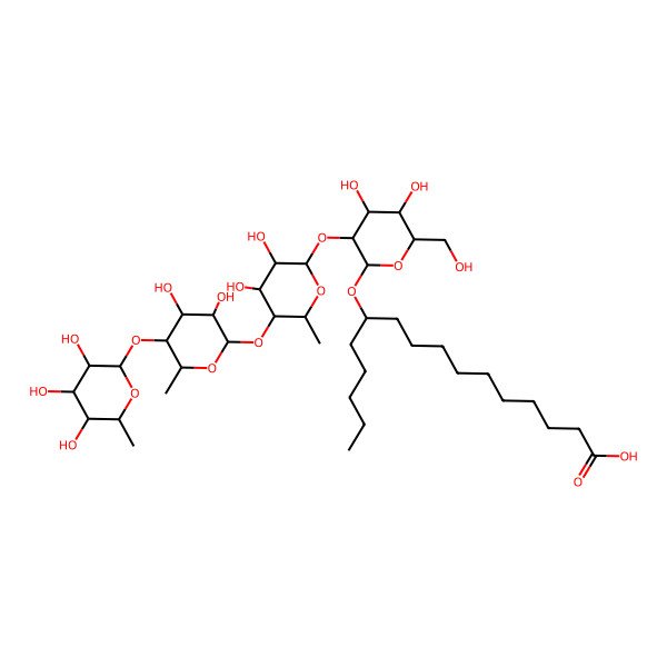 2D Structure of (11S)-11-[(2R,3R,4S,5S,6R)-3-[(2S,3R,4S,5R,6S)-5-[(2S,3R,4S,5R,6S)-3,4-dihydroxy-6-methyl-5-[(2S,3R,4R,5R,6S)-3,4,5-trihydroxy-6-methyloxan-2-yl]oxyoxan-2-yl]oxy-3,4-dihydroxy-6-methyloxan-2-yl]oxy-4,5-dihydroxy-6-(hydroxymethyl)oxan-2-yl]oxyhexadecanoic acid