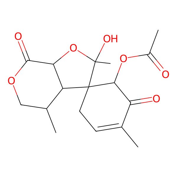 2D Structure of [(1'R,2R,3S,3aR,4S,7aS)-2-hydroxy-2,3',4-trimethyl-2',7-dioxospiro[3a,4,5,7a-tetrahydrofuro[2,3-c]pyran-3,6'-cyclohex-3-ene]-1'-yl] acetate