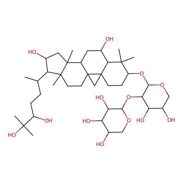 2D Structure of (2S,3R,4S,5S)-2-[(2S,3R,4S,5R)-2-[[(1S,3R,6S,8R,9S,11S,12S,14S,15R,16R)-15-[(2R,5R)-5,6-dihydroxy-6-methylheptan-2-yl]-9,14-dihydroxy-7,7,12,16-tetramethyl-6-pentacyclo[9.7.0.01,3.03,8.012,16]octadecanyl]oxy]-4,5-dihydroxyoxan-3-yl]oxyoxane-3,4,5-triol