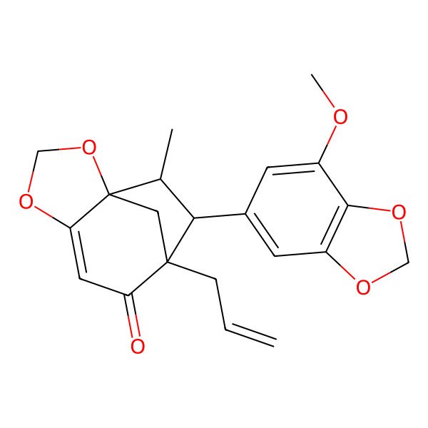 2D Structure of (1R,8R,9S,10R)-9-(7-methoxy-1,3-benzodioxol-5-yl)-10-methyl-8-prop-2-enyl-2,4-dioxatricyclo[6.2.1.01,5]undec-5-en-7-one