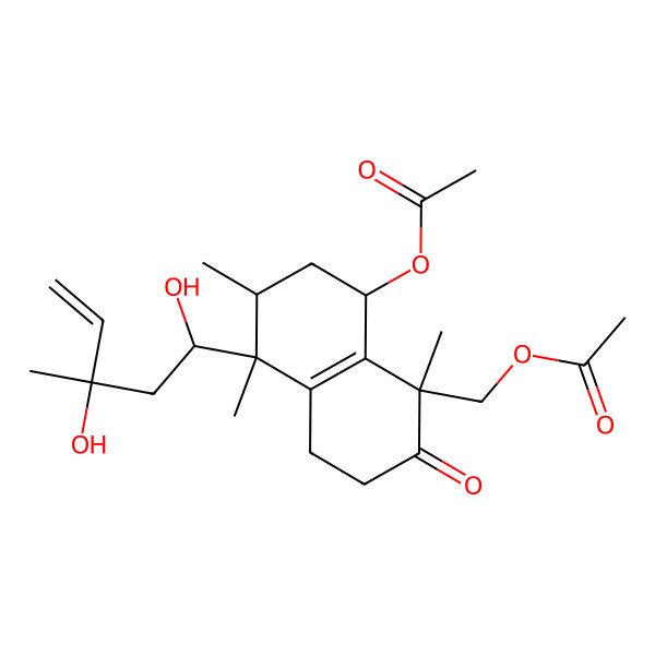 2D Structure of [(1S,5S,6S,8R)-8-acetyloxy-5-[(1R,3S)-1,3-dihydroxy-3-methylpent-4-enyl]-1,5,6-trimethyl-2-oxo-4,6,7,8-tetrahydro-3H-naphthalen-1-yl]methyl acetate