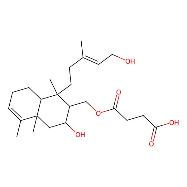 2D Structure of 4-[[3-Hydroxy-1-(5-hydroxy-3-methylpent-3-enyl)-1,4a,5-trimethyl-2,3,4,7,8,8a-hexahydronaphthalen-2-yl]methoxy]-4-oxobutanoic acid