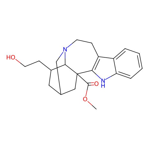 2D Structure of methyl (1S,17R,18S)-17-(2-hydroxyethyl)-3,13-diazapentacyclo[13.3.1.02,10.04,9.013,18]nonadeca-2(10),4,6,8-tetraene-1-carboxylate
