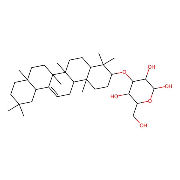 2D Structure of (2R,3R,4S,5R,6R)-4-[[(3R,4aR,6aR,6bS,8aR,12aR,14aR,14bR)-4,4,6a,6b,8a,11,11,14b-octamethyl-1,2,3,4a,5,6,7,8,9,10,12,12a,14,14a-tetradecahydropicen-3-yl]oxy]-6-(hydroxymethyl)oxane-2,3,5-triol