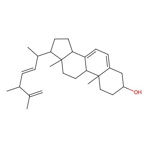 2D Structure of (3S,9S,10R,13R,14R,17R)-17-[(2R,3E,5S)-5,6-dimethylhepta-3,6-dien-2-yl]-10,13-dimethyl-2,3,4,9,11,12,14,15,16,17-decahydro-1H-cyclopenta[a]phenanthren-3-ol