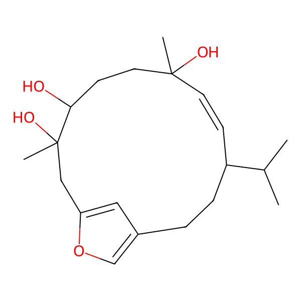 2D Structure of (4S,5E,7S,10R,11R)-7,11-dimethyl-4-propan-2-yl-14-oxabicyclo[11.2.1]hexadeca-1(15),5,13(16)-triene-7,10,11-triol