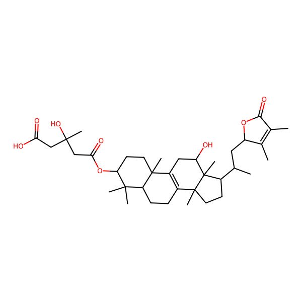 2D Structure of 5-[[17-[1-(3,4-dimethyl-5-oxo-2H-furan-2-yl)propan-2-yl]-12-hydroxy-4,4,10,13,14-pentamethyl-2,3,5,6,7,11,12,15,16,17-decahydro-1H-cyclopenta[a]phenanthren-3-yl]oxy]-3-hydroxy-3-methyl-5-oxopentanoic acid