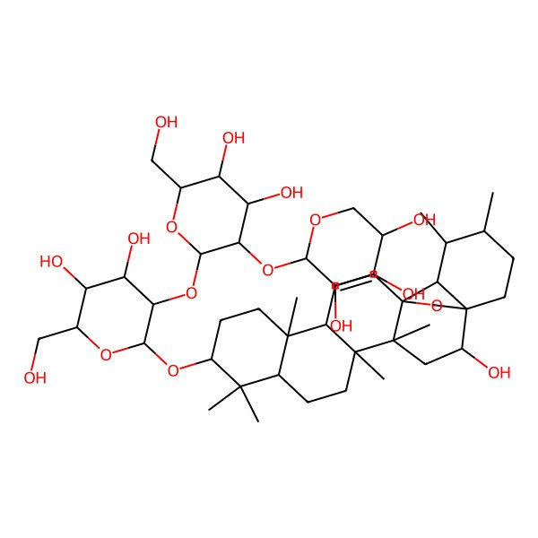 2D Structure of (2S,3R,4S,5R)-2-[(2S,3R,4S,5S,6R)-2-[(2R,3R,4S,5R,6R)-4,5-dihydroxy-2-[[(1S,2R,4S,5R,8R,10S,13S,14R,17R,18R,19S,20R)-2-hydroxy-4,5,9,9,13,19,20-heptamethyl-24-oxahexacyclo[15.5.2.01,18.04,17.05,14.08,13]tetracos-15-en-10-yl]oxy]-6-(hydroxymethyl)oxan-3-yl]oxy-4,5-dihydroxy-6-(hydroxymethyl)oxan-3-yl]oxyoxane-3,4,5-triol