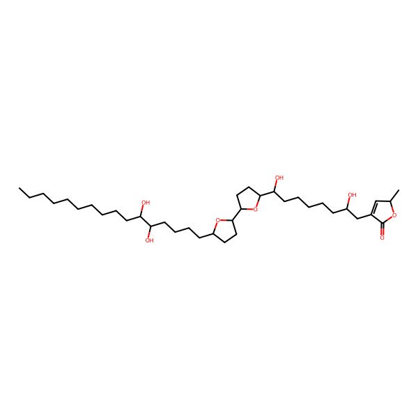 2D Structure of (2S)-4-[(2R,8S)-8-[(2S,5S)-5-[(2S,5R)-5-(5,6-dihydroxyhexadecyl)oxolan-2-yl]oxolan-2-yl]-2,8-dihydroxyoctyl]-2-methyl-2H-furan-5-one