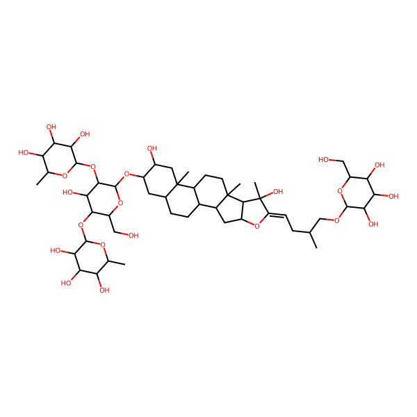 2D Structure of 2-[6-[[7,15-Dihydroxy-7,9,13-trimethyl-6-[3-methyl-4-[3,4,5-trihydroxy-6-(hydroxymethyl)oxan-2-yl]oxybutylidene]-5-oxapentacyclo[10.8.0.02,9.04,8.013,18]icosan-16-yl]oxy]-4-hydroxy-2-(hydroxymethyl)-5-(3,4,5-trihydroxy-6-methyloxan-2-yl)oxyoxan-3-yl]oxy-6-methyloxane-3,4,5-triol