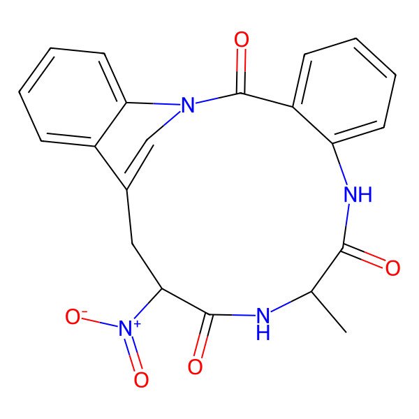 2D Structure of 11-Methyl-14-nitro-1,9,12-triazatetracyclo[14.6.1.03,8.017,22]tricosa-3,5,7,16(23),17,19,21-heptaene-2,10,13-trione