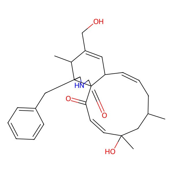 2D Structure of (11)-Cytochalasa-6,13,19-triene-1,21-dione-12,18-dihydroxy-16,18-dimethyl-lO-phenyl-(6E,13E,16S*,18S*,19E)