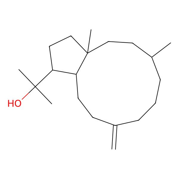 2D Structure of 2-[(1R,3aS,12aS)-3a,6-dimethyl-10-methylidene-1,2,3,4,5,6,7,8,9,11,12,12a-dodecahydrocyclopenta[11]annulen-1-yl]propan-2-ol