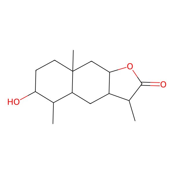 2D Structure of (3R,3aR,4aS,5R,6R,8aR,9aR)-6-hydroxy-3,5,8a-trimethyl-3,3a,4,4a,5,6,7,8,9,9a-decahydrobenzo[f][1]benzofuran-2-one
