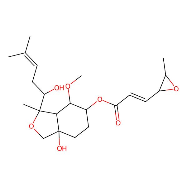 2D Structure of [7a-Hydroxy-3-(1-hydroxy-4-methylpent-3-enyl)-4-methoxy-3-methyl-1,3a,4,5,6,7-hexahydro-2-benzofuran-5-yl] 3-(3-methyloxiran-2-yl)prop-2-enoate