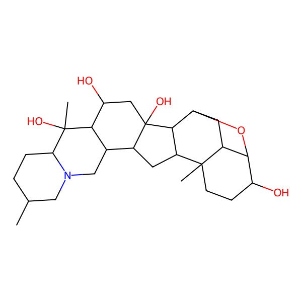 2D Structure of 7,11,19-Trimethyl-26-oxa-13-azaheptacyclo[21.2.1.02,18.03,16.06,15.08,13.019,24]hexacosane-3,5,7,22-tetrol