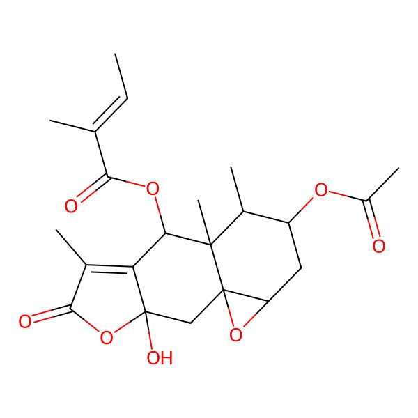 2D Structure of [(1S,3S,8S,9S,10R,11S,13R)-11-acetyloxy-3-hydroxy-6,9,10-trimethyl-5-oxo-4,14-dioxatetracyclo[7.5.0.01,13.03,7]tetradec-6-en-8-yl] (Z)-2-methylbut-2-enoate